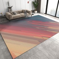 Nordic Style Area Rugs, Sunset Geometric Stripes Pattern Indoor Carpet, Modern Home Decor Non-Slip Backing Washable Rug for Living Room Bedroom Study Dining Office Mat 2ft x 3ft