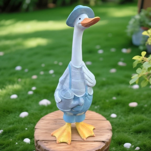 Nordic Style Blue Duck Resin Figurine - Cute Garden Yard Outdoor Decor, Patio Lawn Ornament, Unique Animal Statue, Modern Home Decoration, Creative Gift Idea