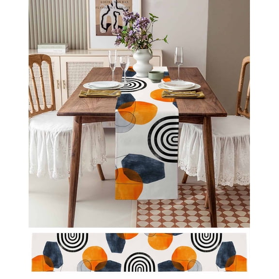 Nordic Style Bohemian Arch Sun Table Runner 13x36in Non-Slip Cotton Linen Table Runners, Modern Abstract Arts Dresser Scarves TableRunner for Dinner Kitchen Dining Wedding Party