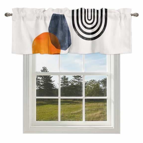 Nordic Style Bohemian Arch Sun Valances for Windows Modern Abstract Arts Rod Pocket Curtain Valance Window Treatment Short Curtains for Kitchen Living Room,42x12in