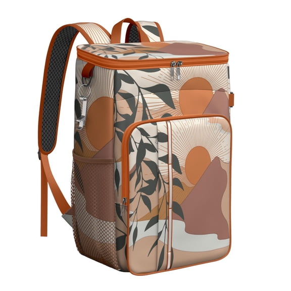 Nordic Style Boho Bohemian Cooler Backpack - 20L Insulated Leakproof Lunch Bag, Vintage Ethnic