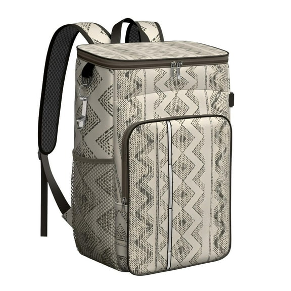 Nordic Style Boho Cooler Backpack - 20L Insulated Leakproof Bag, Bohemian Design for Beach