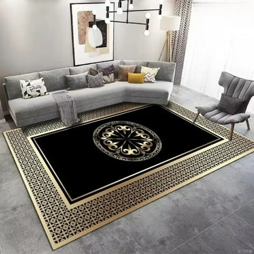 Nordic Style Carpets Living Room Black Gold Luxury Bedroom Carpet Room Decor Study Large Area Rugs Non-slip Floor Mats Washable