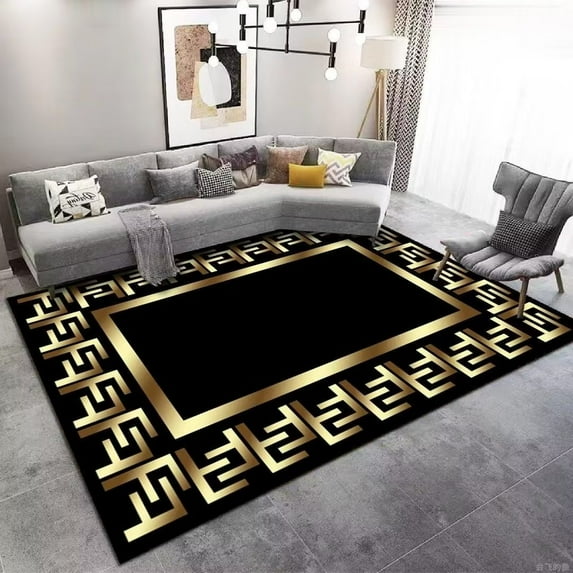 Nordic Style Carpets Living Room Black Gold Luxury Bedroom Carpet Room r Study Large Area Rugs Non-slip Floor Mats Washable