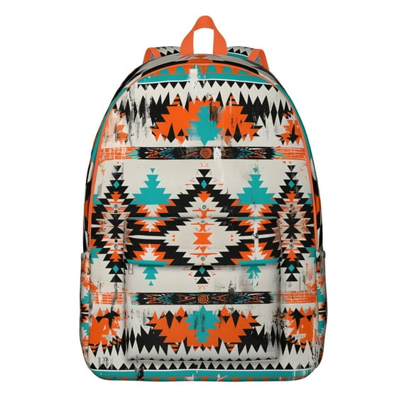 Nordic Style Casual Laptop Backpack for Women, Waterproof College Daypack with Tribal Elements and Multi-Pocket Layout