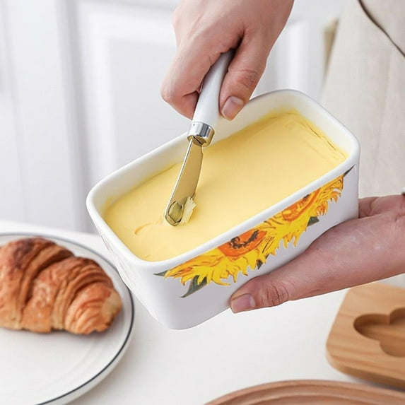 Nordic Style Ceramic Butter Storage Box | Cheese & Butter Keeper | Unique Scandinavian Design | Durable & Easy to Clean | White, Black, Yellow Options | Size: 17x13x6.2 cm | 1Pc