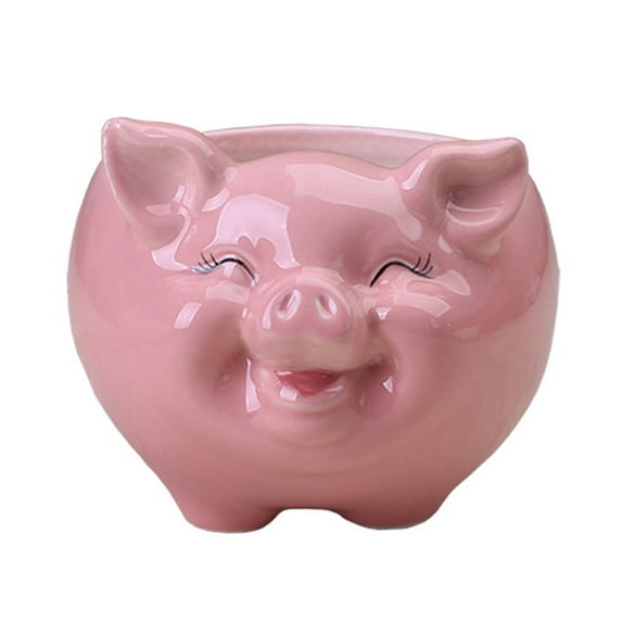 Nordic Style Ceramic Flower Pot Cartoon Animal Pig Succulent Bonsai Potted Planter for Indoor Outdoor Garden Yard Decor
