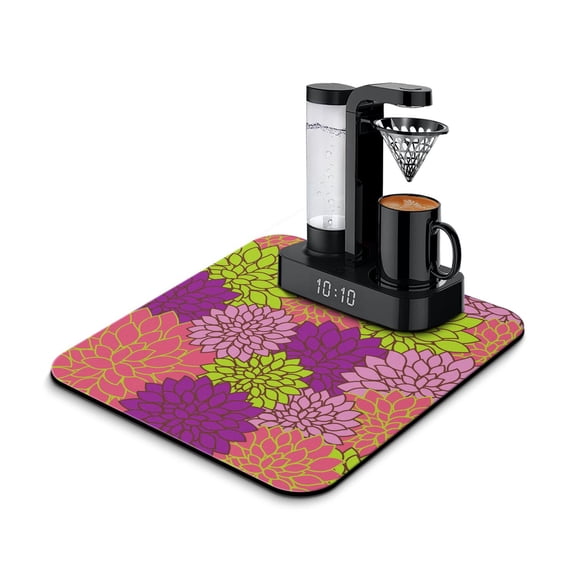 Nordic Style Coffee Mat, 16x18in Absorbent Dish Drying Pad with Boho Chic Patterns, Leak-Proof Non-Slip Kitchen Counter Mat for Coffee Bar