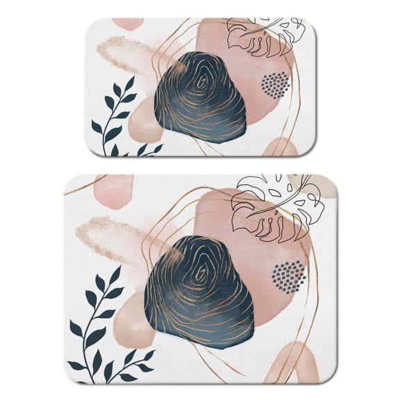 Nordic Style Coffee Mat, 18x24+19.5x12in Absorbent Dish Drying Pad with Boho Chic Patterns, Leak-Proof Non-Slip Kitchen Counter Mat for Coffee Bar