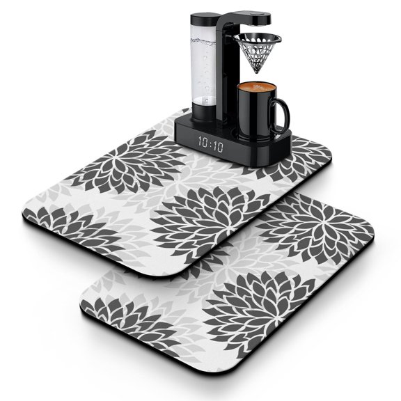 Nordic Style Coffee Mat, Absorbent Dish Drying Pad with Boho Chic Patterns, Leak-Proof Non-Slip Kitchen Counter Mat