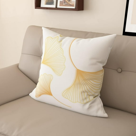 Nordic Style Cotton and Linen Blend Pillowcase with Ginkgo Leaf Pattern, Home Sofa Cushion Cover, Printed backrest Pillowcase, Invisible Zipper, Removable and Washable(20 * 20inch, 03048)