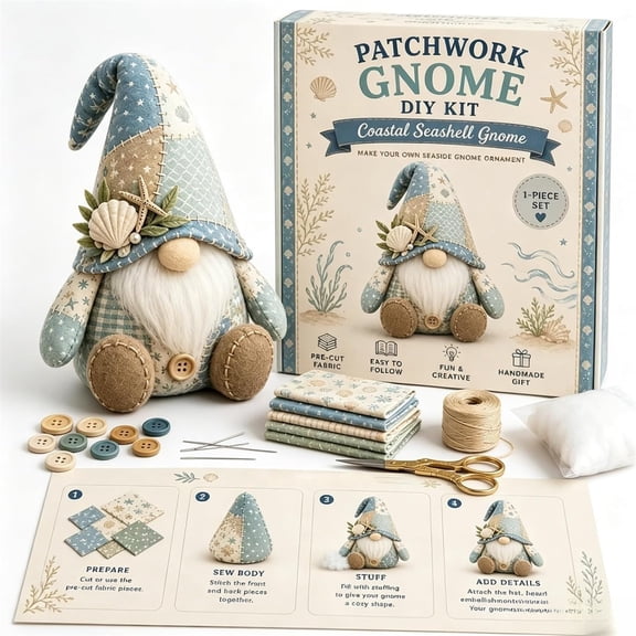 Nordic Style DIY Patchwork Gnome Pack, Soft Plush Fabric Pieces, Easy Assembly 3D Gnome, Christmas Tree or Mantelpiece Decor, Cozy Winter Handcraft Gift