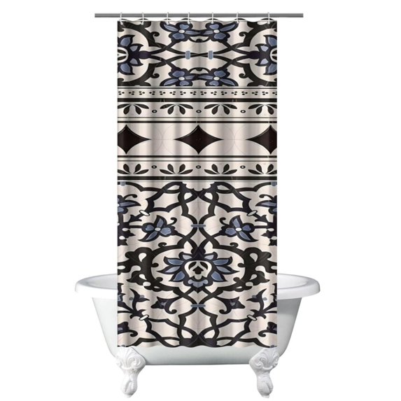 Nordic Style Earthy Boho Curtain 36x72 Inches Quick-Dry Polyester Bathroom Decor with Plastic Hooks Ethnic Look