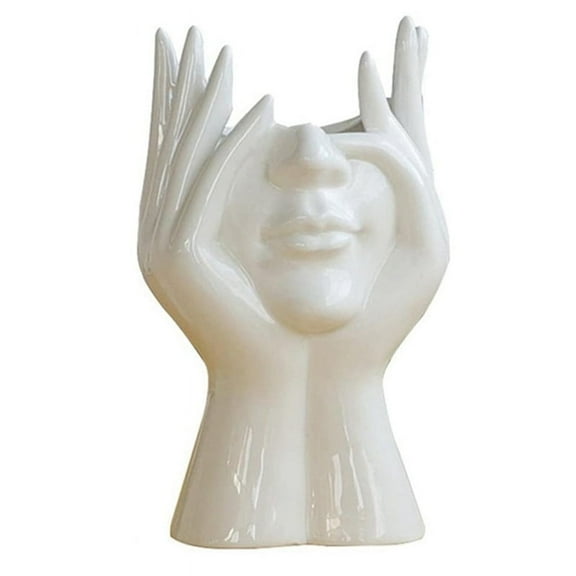 Nordic Style Flower Vase Women Body Half Face Pot Ceramic Art Crafts Bedroom Living Room Desktop Decor,B