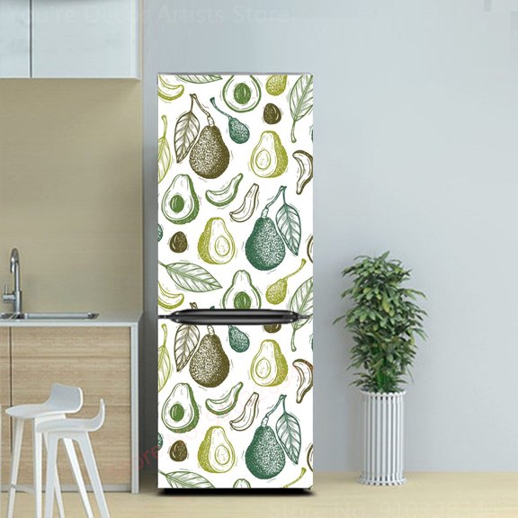 Nordic Style Fruit Green Leaf Wall Sticker For Refrigerator Self-Adhesive Vinyl Removable Poster Fri