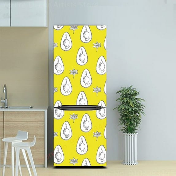 Nordic Style Fruit Green Leaf Wall Sticker For Refrigerator Self-Adhesive Vinyl Removable Poster Fridge Full Coverage Wallpaper