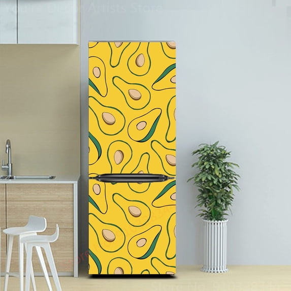 Nordic Style Fruit Green Leaf Wall Sticker For Refrigerator Self-Adhesive Vinyl Removable Poster Fridge Full Coverage Wallpaper