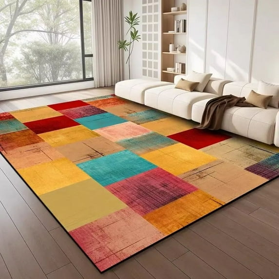 Nordic Style Geometric Large Rugs for Living Room Modern ration Home Carpet Light Luxury Bedroom Rug Non-slip Washable Mat