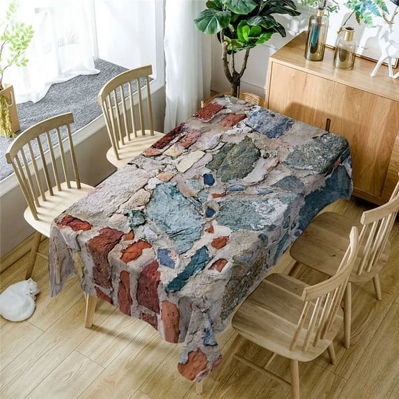 Nordic Style Geometric Striped Waterproof Tablecloth Black and Gray Mosaic Pattern Rectangular Kitchen Decoration Tablecloth