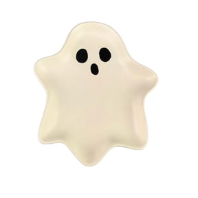 Nordic Style Ghost Face Plate Ceramic Dinnerware Irregular Shaped Dish Decorative Plates for Home Dining Kitchen Halloween Gothic Appetizer Dessert Serving 9.84x5.12 Inches