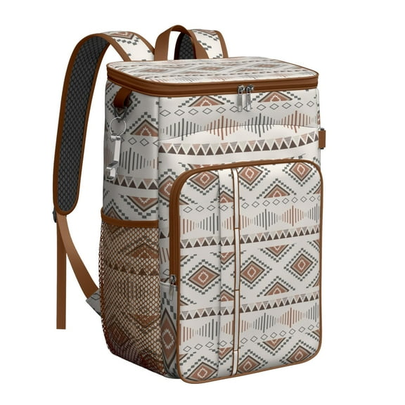 Nordic Style Insulated Backpack Cooler - 20L Leakproof Lunch Bag, Boho Design for Camping & Travel