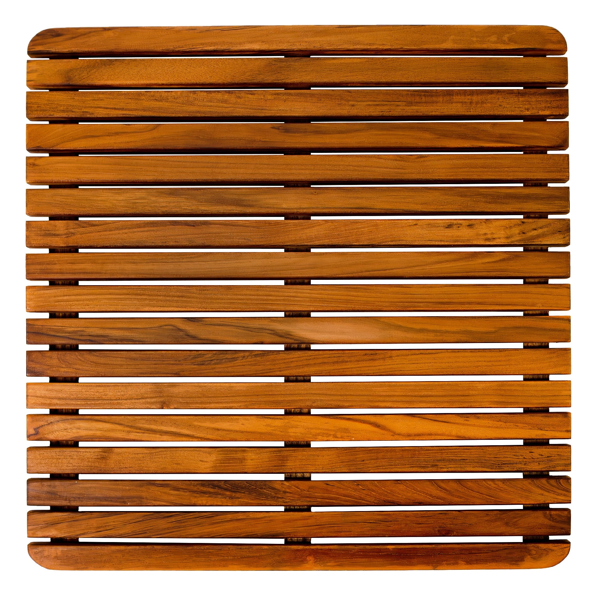 Nordic Style Brown Teak Wood 24" x 24" Shower and Bath Mat