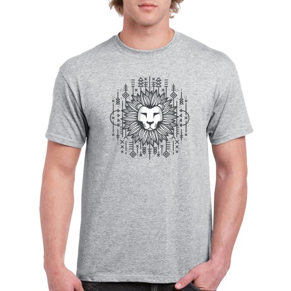Nordic Style Lion Head T-Shirt Men -Smartprints Designs, Male 4X-Large