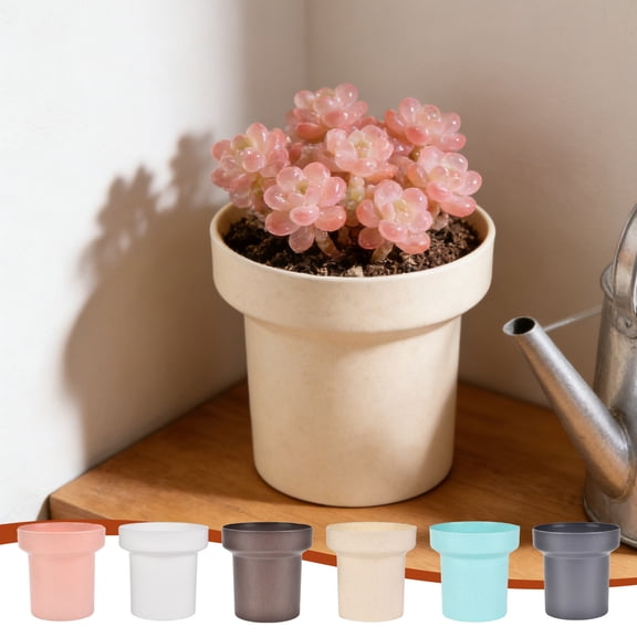 Nordic Style Mini Plastic Flowerpot - Simple Creative Desktop Flower Pots for Indoor Small, Durable Lightweight Pots, Fashionable Home & Office Decorative Flowerpot, 5*5*4in, Beige