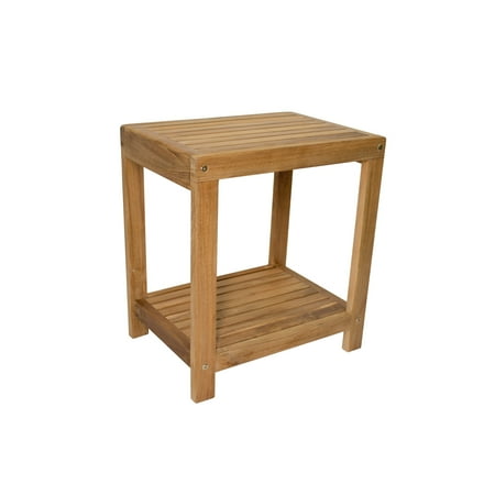 Nordic Style Natural Teak Spa Bench with Shelf 18 - Beige