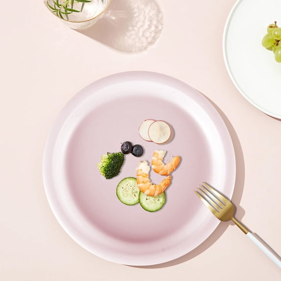 Nordic Style Pink Shatterproof Plastic Plate, Microwave & Dishwasher Safe Round Snack Fruit Plate for Kitchen