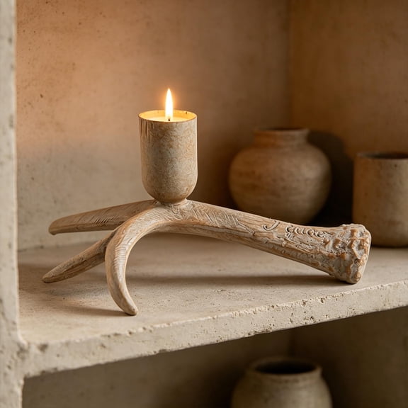 Nordic Style Reindeer Antler Resin Candlestick, Exquisite Retro Craft Modeling, Artistic Home Ornament For Candle Placement, Interior Desktop And Holiday Scene Decoration.