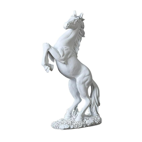 Nordic Style Resin War Horse Statue Running Horse Sculpture Animal Figure Desk Decorative Ornamentation Collection Gift , White