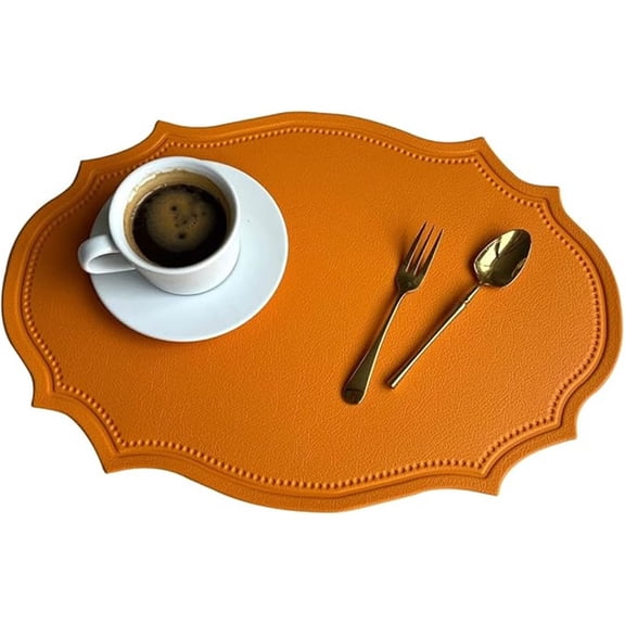 Nordic Style Retro Oval Placemats Set of 4,Waterproof and Anti-Slip Dining Table Mats for Indoor & Outdoor Use,Wipeable Washable Place Mats,Coffee Tea Mat for Christmas Thanksgiving Party Decor