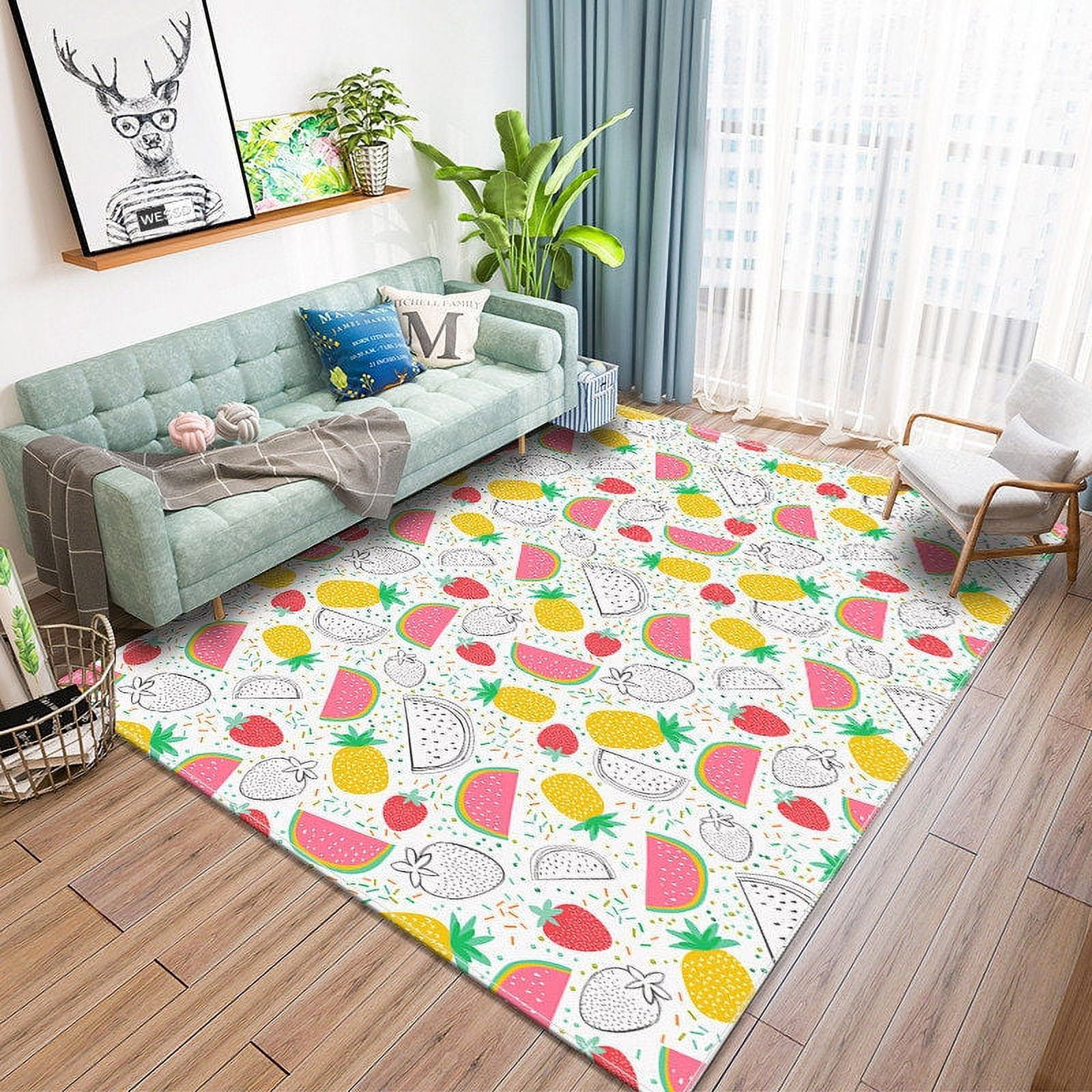 Nordic Style Rug Kids Room Cute Flower Leaves Plant Rug Carpet For ...