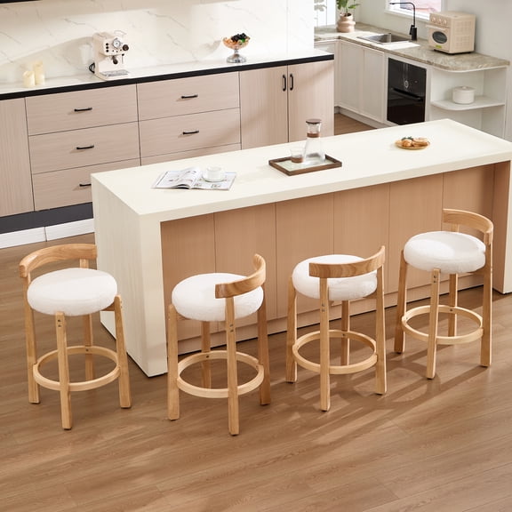 Ultrahome Nordic Style Solid Wood Bar Stools set of 4- High Stools for Home Kitchen Island & Bar, Comfortable & Stable