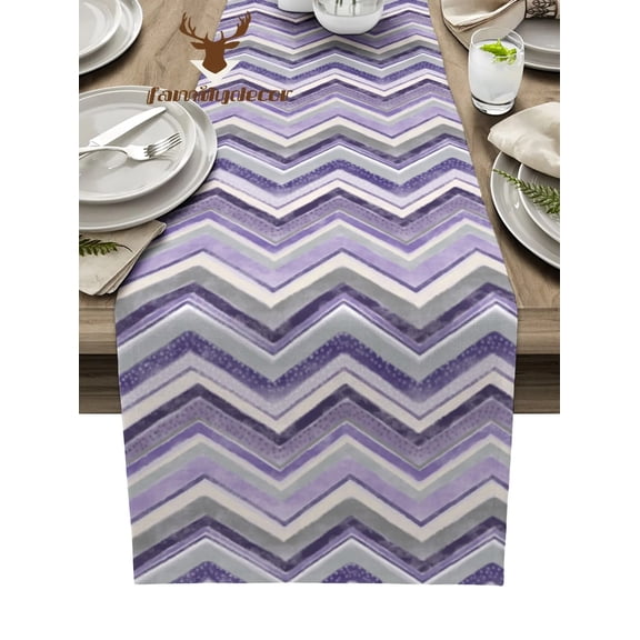 Nordic Style Stripes Purple Table Runner Home Wedding Table Flag Mat Table Centerpieces Decoration Party Dining Long Tablecloth
