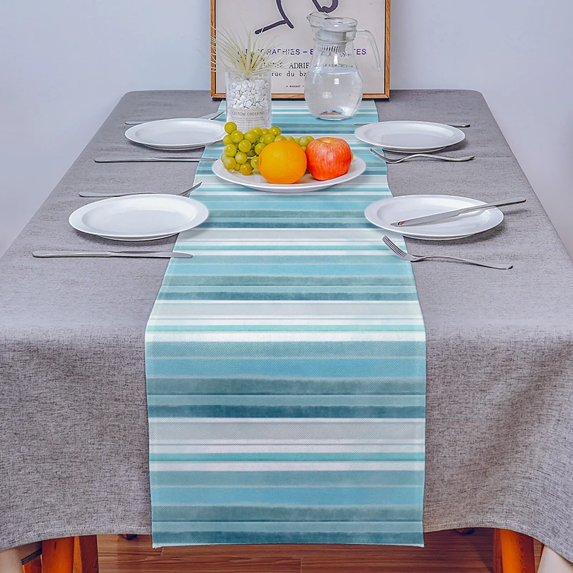 Nordic Style Stripes Turquoise Home Coffee Table TV Counter Luxury Tablecloth Party Dinner Country Wedding Decoration Tablecloth