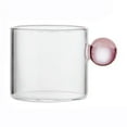 thumbnail image 1 of Nordic Style Table Decor Ball Handle Transparent 100ml Small Glass Mug Mini Coffee Cups Espresso Cups PINK, 1 of 8