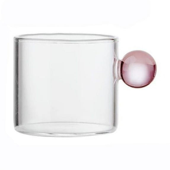 Nordic Style Table Decor Ball Handle Transparent 100ml Small Glass Mug Mini Coffee Cups Espresso Cups PINK