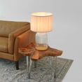 thumbnail image 1 of Nordic Style Table Lamp with Pink Fabric Shade, Gold Metal & Glass Base - Bedside Desk Lamp, Eye Protection Warm Light, E12 Bulb Compatible, 21" Height, 1 of 8