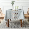 thumbnail image 1 of Nordic Style Tassels Cotton Linen Tablecloth,Modern Simplicity Dust-Proof Table Cover,For Dinning Tea Table Tabletop Decoration (Diamond Blue,100X140cm), 1 of 7