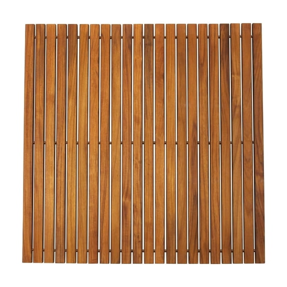 Nordic Style Teak Wood Oiled String Mat with Rubber Footing 30 x 30