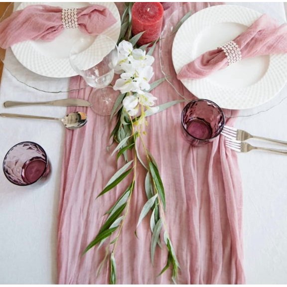 Nordic Style Voile Pleated Table Runner - 2 Pack for Elegant Wedding and Party Decor