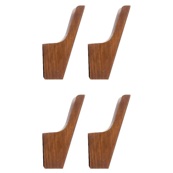 Nordic Style Wood Coat Hook with Walnut Finish, Decorative Wall Mount Wooden Coat Hooks for Entryway, Living Room, Bedroom