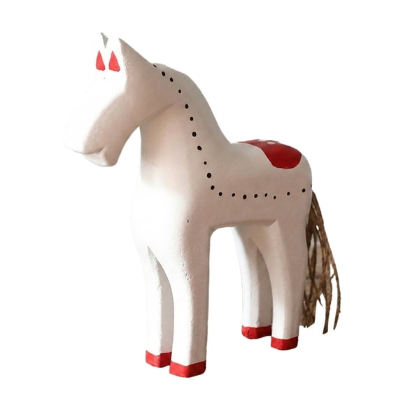 Nordic Style Wooden Horse Figurines, Hand-Painted Animal Statues For Living Room, Study, And Cabinet Decor,White