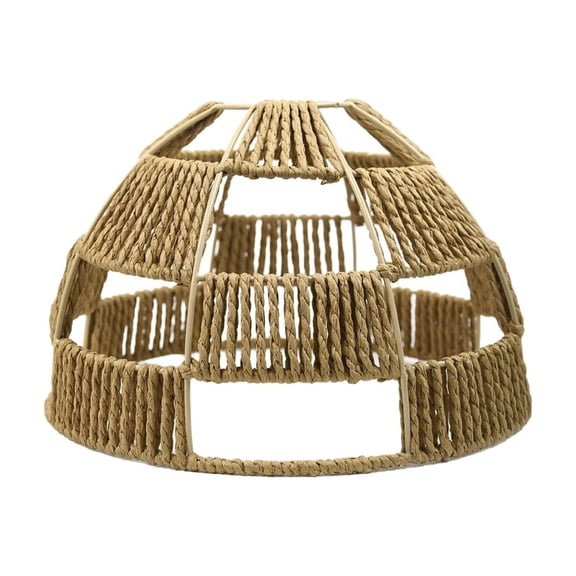 Nordic Style Woven Paper Rope Lampshade - Ceiling Pendant Light Cover for Dining Room, Artisan Chandelier Shade for Festival Lighting, Decorative Easter Spring Home Ornament