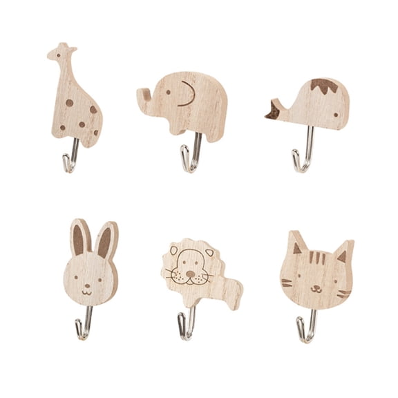 Nordic StylesAn1ma1Shape Wood Wall Hook for Childrens Room Organization