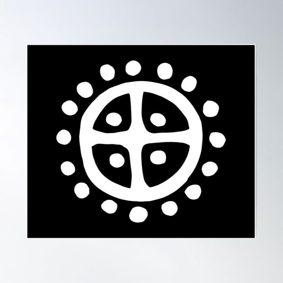 Nordic Sun Wheel Symbol | Prehistoric Pagan Solar Cross Witchcraft Poster Wall Art, Modern Wall Decor For Living Room Bedroom, 12x18 UNFRAMED