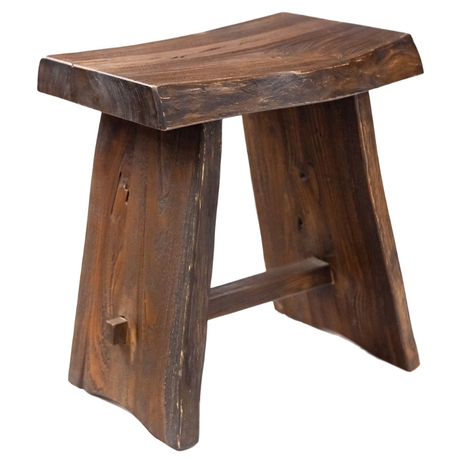 Rustic Dark Teak Wood Shower and Bath Stool