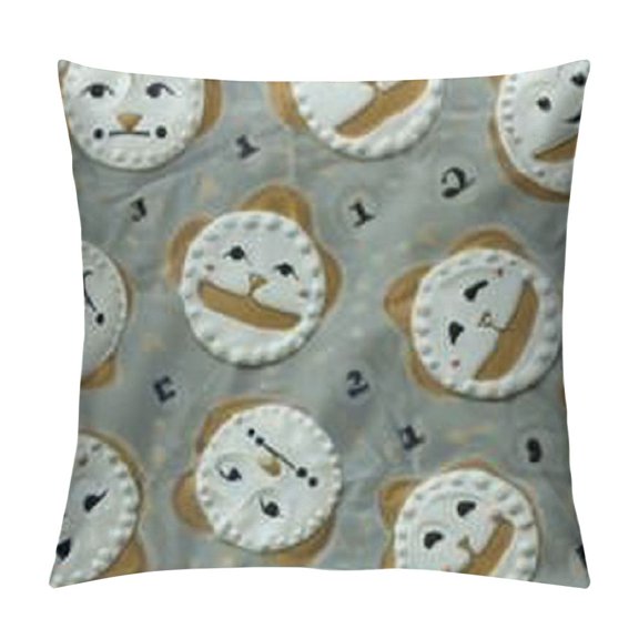 Nordic Throw Pillow Cover , Scandinavian Pattern with Polar Bears Finnish Design, Square Cushion Covers Decor for Bed Couch Sofa, Charcoal Grey Sand Brown